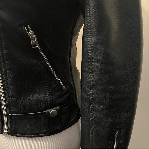 TOPSHOP FAUX LEATHER BIKER JACKET - Sz 4 - Picture 7 of 9